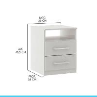 Mesa De Cabeceira 2 Gavetas 36x46cm Mdp Branco Menu Móveis Branco - 4