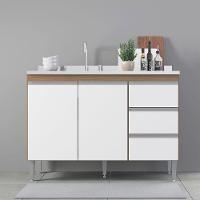 Balcão Pia Cozinha Modulada Sabrina 120x88cm Mdp Menu Móveis Avelã Branco - 1