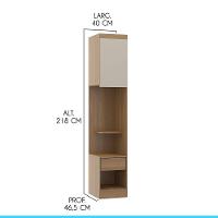Mesa De Cabeceira Modular Selene 40x218cm Mdp Menu Móveis Carvalho - 3