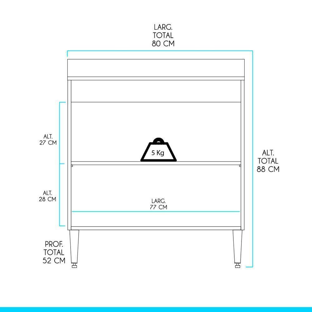 Balcão Cooktop Sabrina Com 2 Portas 80x52cm Menu Móveis Preto - 3