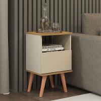 Mesa De Cabeceira Vicenza 1 Gaveta 36x61cm Mdp Menu Móveis Champanhe - 1