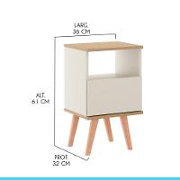 Mesa De Cabeceira Vicenza 1 Gaveta 36x61cm Mdp Menu Móveis Champanhe - 3