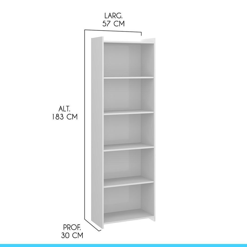 Estante Multiuso Com 4 Prateleiras 57x183cm Mdp Menu Móveis Branco - 2