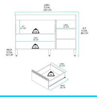 Balcão Pia Cozinha Modulada Sabrina 120x52cm Mdp Menu Móveis Preto - 3