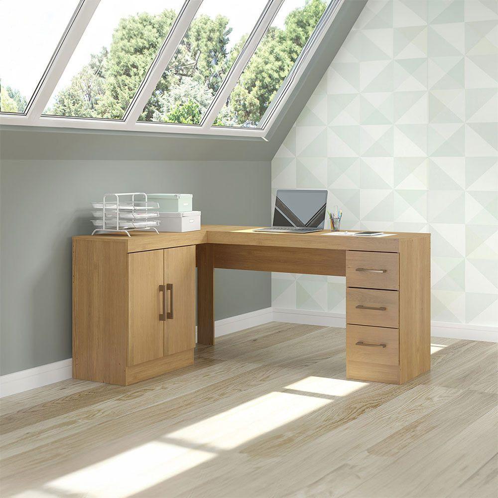 Mesa Escrivaninha Com Armário Gaveteiro Carvalho Menu Móveis Carvalho - 1