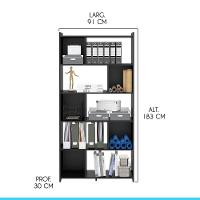 Estante Multiuso Com Nichos 91x183cm Mdp Preto Menu Móveis Preto - 3