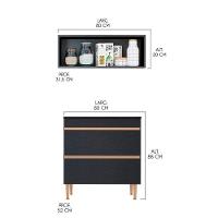 Balcão Para Cooktop Com 2 Gavetas Sabrina 2pçs Menu Móveis Preto - 2