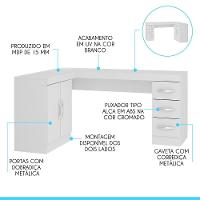 Mesa Escritório Em L Armário E Gaveteiro Branco Menu Móveis Branco - 2