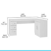 Mesa Escritório Em L Armário E Gaveteiro Branco Menu Móveis Branco - 3