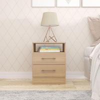 Mesa De Cabeceira 2 Gavetas 36x46cm Mdp Carvalho Menu Móveis Carvalho - 1