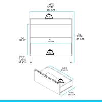 Balcão Sabrina Para Cozinha 2 Gvts 80x88cm Mdp Menu Móveis Avelã Branco - 3