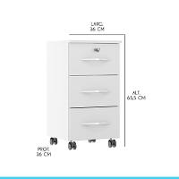 Gaveteiro Para Escritório 3 Gavetas Rodízios Mdp Menu Móveis Branco - 3