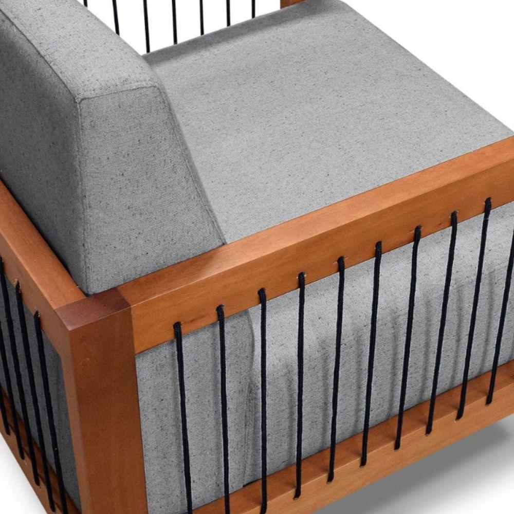 Poltrona Decorativa Lorena Sala De Estar Recepção Escritório Linho Cor:cinza - 6