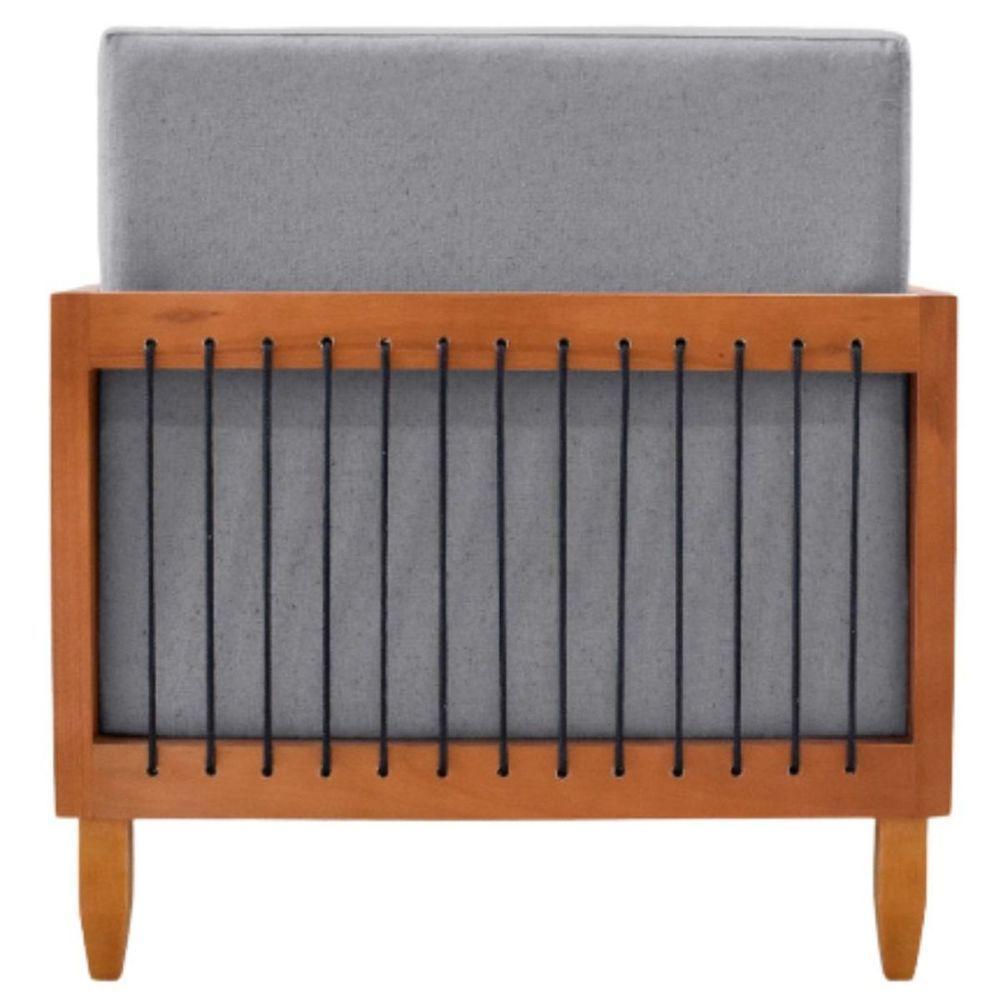 Poltrona Decorativa Lorena Sala De Estar Recepção Escritório Linho Cor:cinza - 7