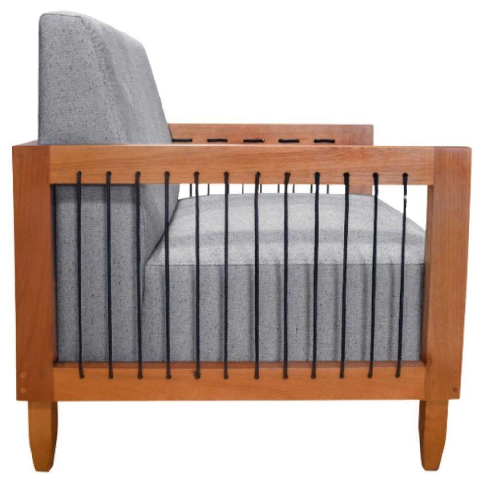 Poltrona Decorativa Lorena Sala De Estar Recepção Escritório Linho Cor:cinza - 8