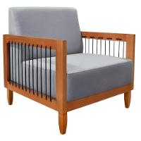 Poltrona Decorativa Lorena Sala De Estar Recepção Escritório Linho Cor:cinza - 1