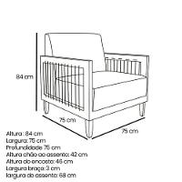 Poltrona Decorativa Lorena Sala De Estar Recepção Escritório Linho Cor:cinza - 3