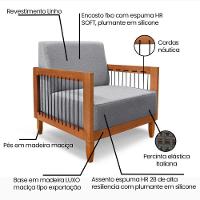 Poltrona Decorativa Lorena Sala De Estar Recepção Escritório Linho Cor:cinza