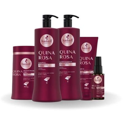 Kit Completo Brilho Intenso E Maciez Quina Rosa Haskell 1l