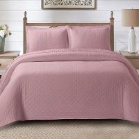 Kit Cobre Leito Colcha Casa Scarpa Anabela King Dupla Face Texturizado Percal 300 Fios 3 Peças - Roxo Malva - 2