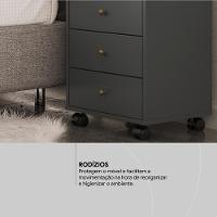 Mesa De Cabeceira 4 Gavetas Presence - Amêndola-grafito Amêndola-grafito - 2
