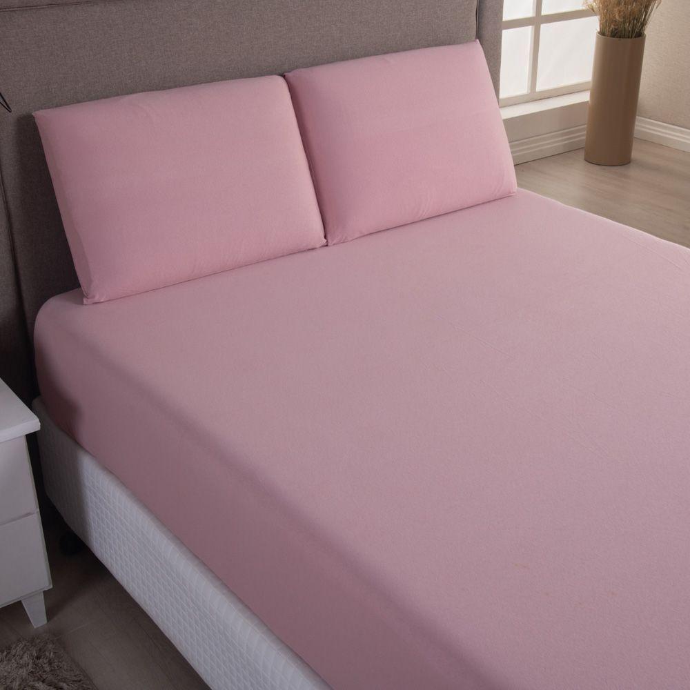 Jogo Cama Lençol Casa Scarpa Sonnet Queen Malha Lisa Algodão Macio 3 Peças - Rosê - 2