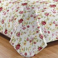 Kit Cobre Leito Colcha Mix Queen Estampado Dupla Face Floral 3 Peças - Laís - 100% Poliéster - 3