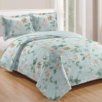 Kit Cobre Leito Colcha Mix Queen Estampado Dupla Face Floral 3 Peças - Marli - 1