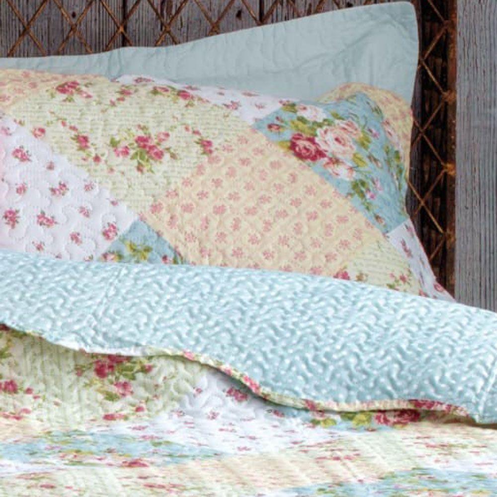 Kit Cobre Leito Colcha Mix Queen Estampado Dupla Face Floral 3 Peças - Mariana - 3