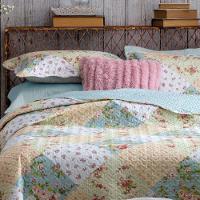 Kit Cobre Leito Colcha Mix Queen Estampado Dupla Face Floral 3 Peças - Mariana - 1