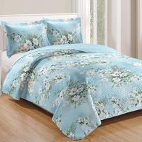 Kit Cobre Leito Colcha Mix Queen Estampado Dupla Face Floral 3 Peças - Yasmin - 1