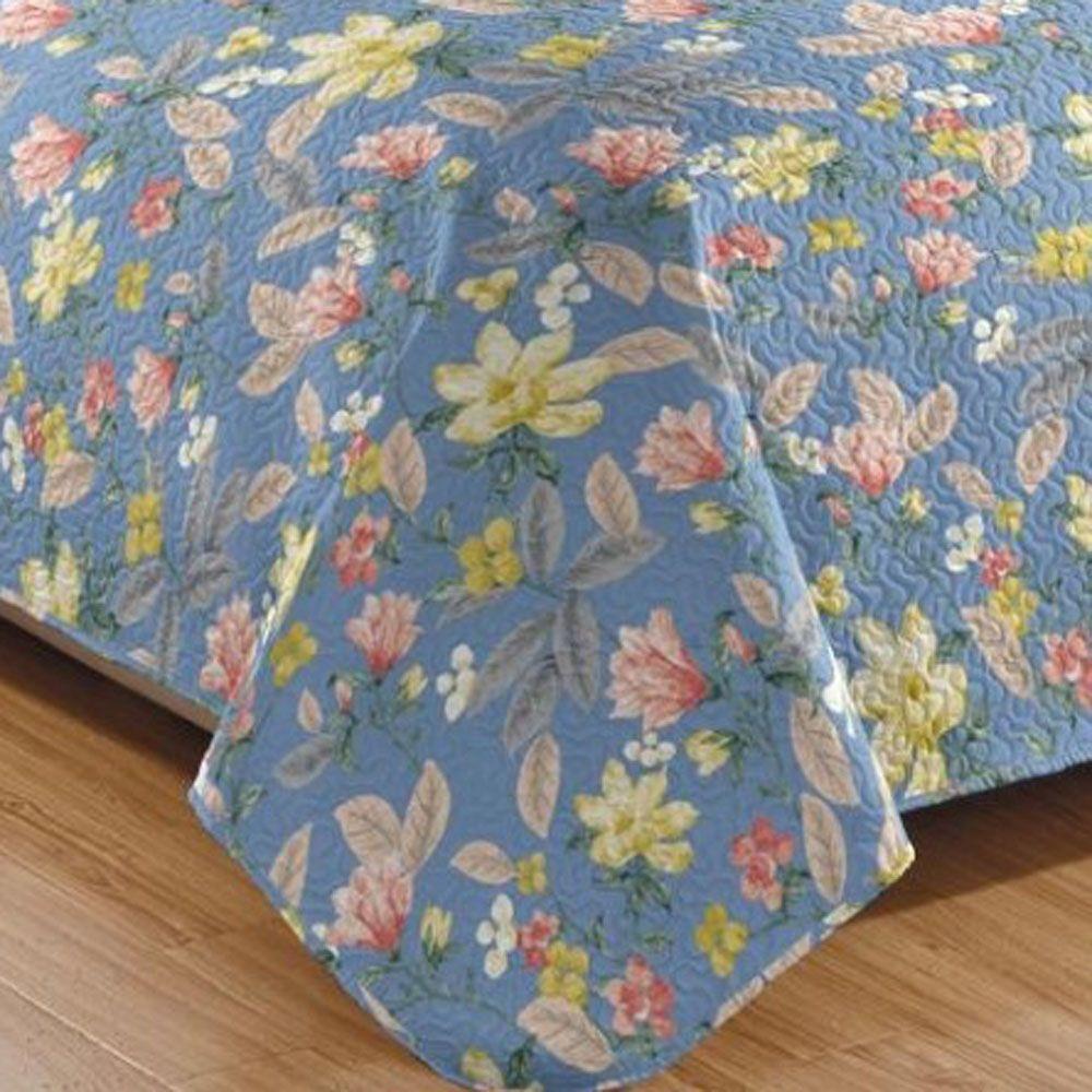 Kit Cobre Leito Colcha Mix Queen Estampado Dupla Face Floral 3 Peças - Leona - 3
