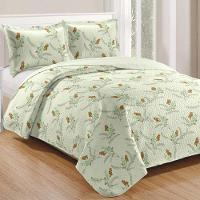 Kit Cobre Leito Colcha Mix Queen Estampado Dupla Face Floral 3 Peças - Isamara - 1