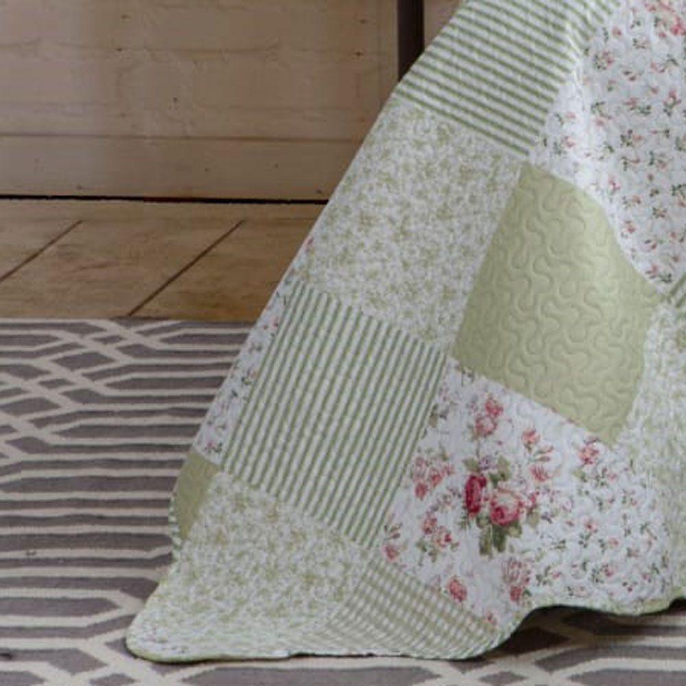 Kit Cobre Leito Colcha Mix Queen Estampado Dupla Face Floral 3 Peças - Naiara - 3