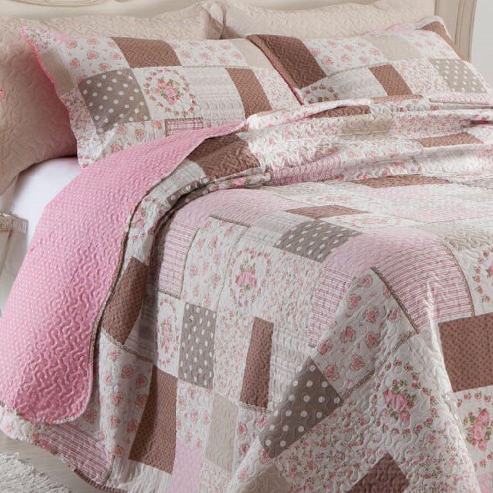 Kit Cobre Leito Colcha Mix Queen Estampado Dupla Face Floral 3 Peças - Mara - 2