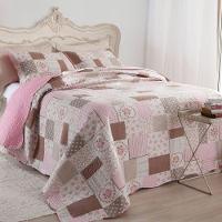 Kit Cobre Leito Colcha Mix Queen Estampado Dupla Face Floral 3 Peças - Mara - 1