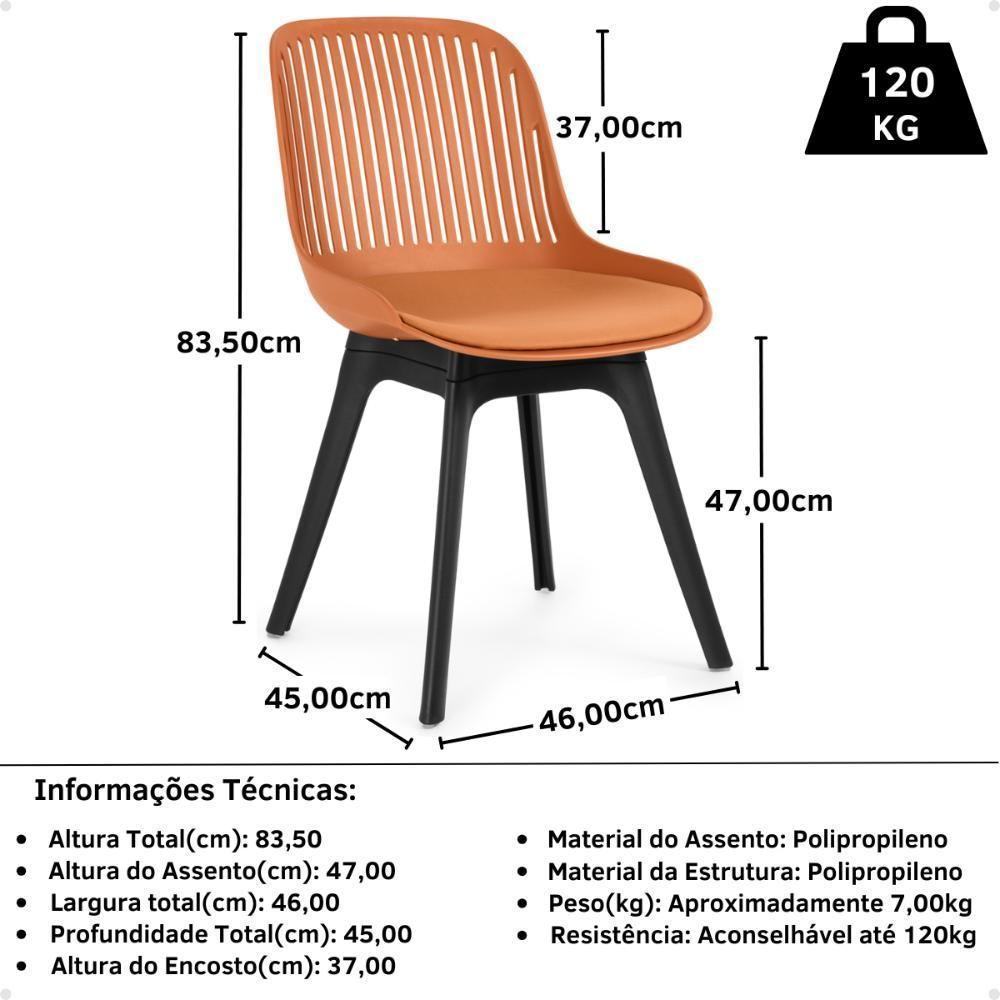 Conjunto Mesa De Jantar Redonda Talia Amadeirada Preta 120cm Com 4 Cadeiras Design Marcela - Marrom - 7
