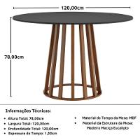 Conjunto Mesa De Jantar Redonda Talia Amadeirada Preta 120cm Com 4 Cadeiras Design Marcela - Marrom - 8