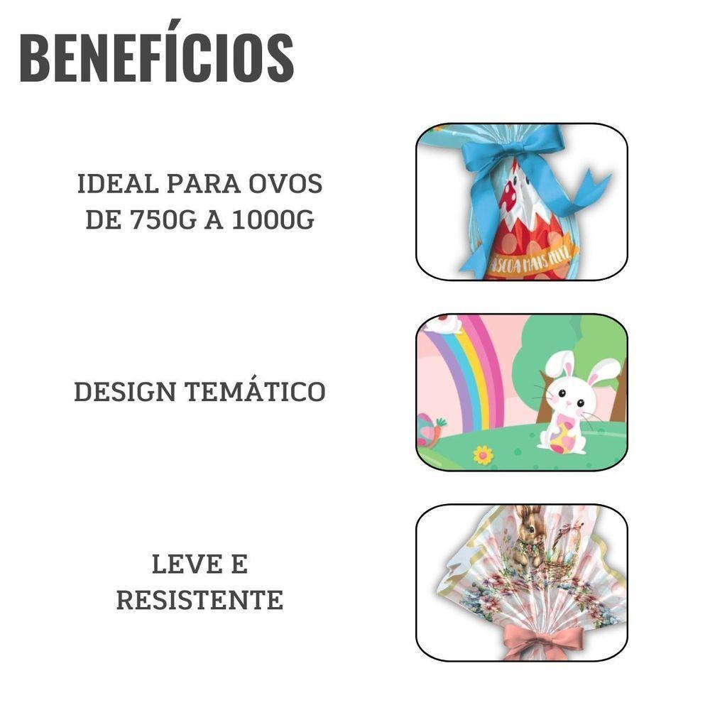 Envelope Express Estampado Para Ovo Páscoa 750g A 1kg - 25 Un Modelo Jardim Encantado - 7