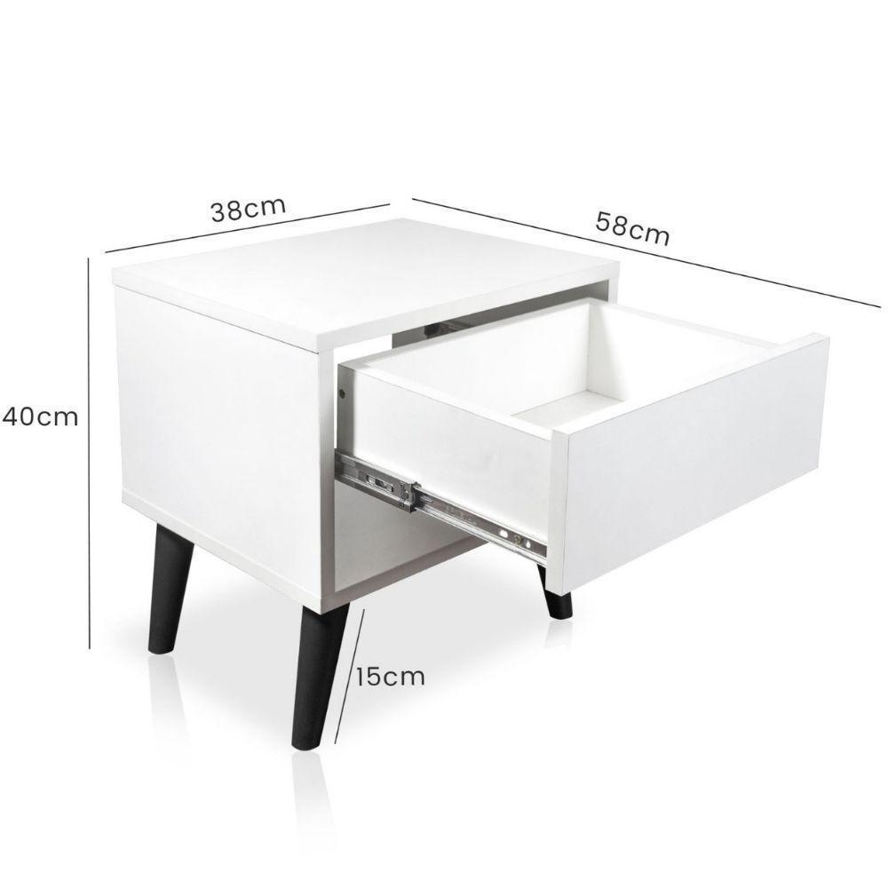 Mesa De Cabeceira 1 Gaveta 38 Cm Mdf Branco Pés Palito Mp - 2