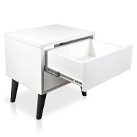 Mesa De Cabeceira 1 Gaveta 38 Cm Mdf Branco Pés Palito Mp