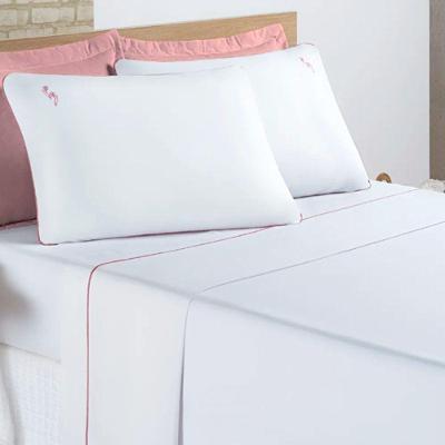 Jogo De Lençol Casal Padrão Liana 100% Algodão 4 Peças - Branco