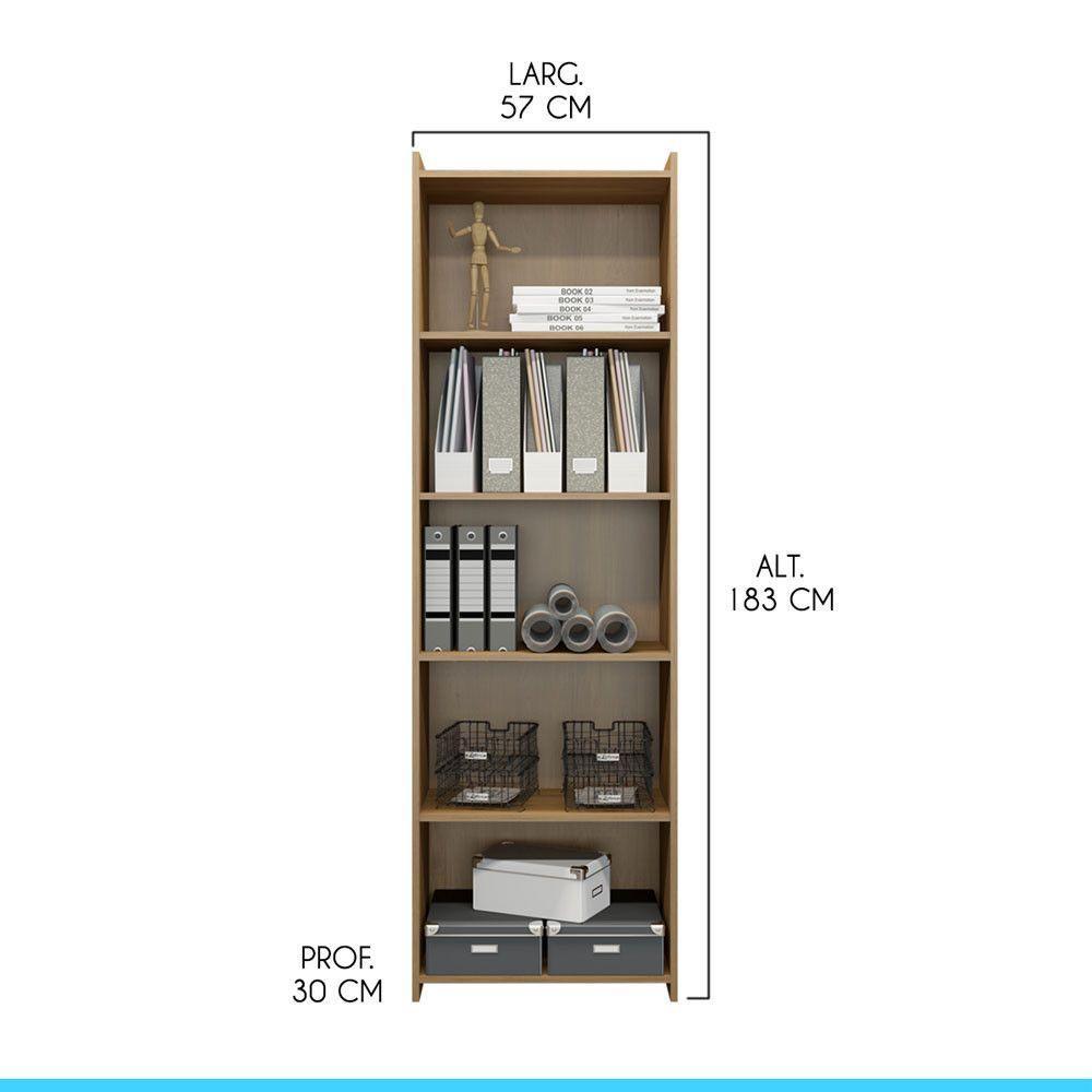 Estante Prateleiras Multiuso 57x183 Mdp Carvalho Menu Móveis Carvalho - 3