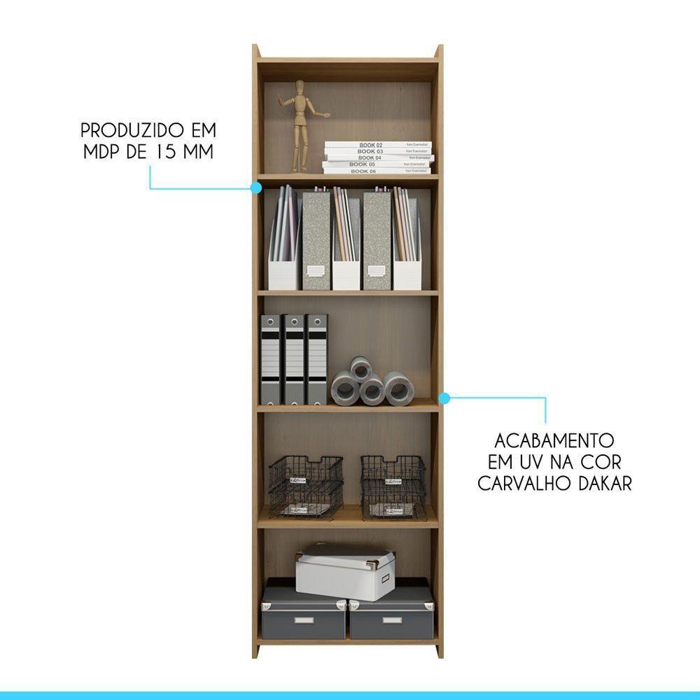 Estante Prateleiras Multiuso 57x183 Mdp Carvalho Menu Móveis Carvalho - 4