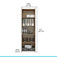 Estante Prateleiras Multiuso 57x183 Mdp Carvalho Menu Móveis Carvalho - 3