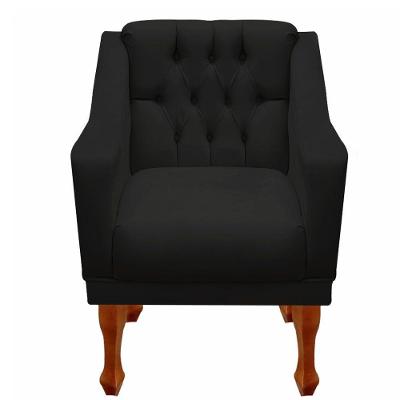 Poltrona Decorativa Resistente Recepção Grécia Dritex Suede Preto