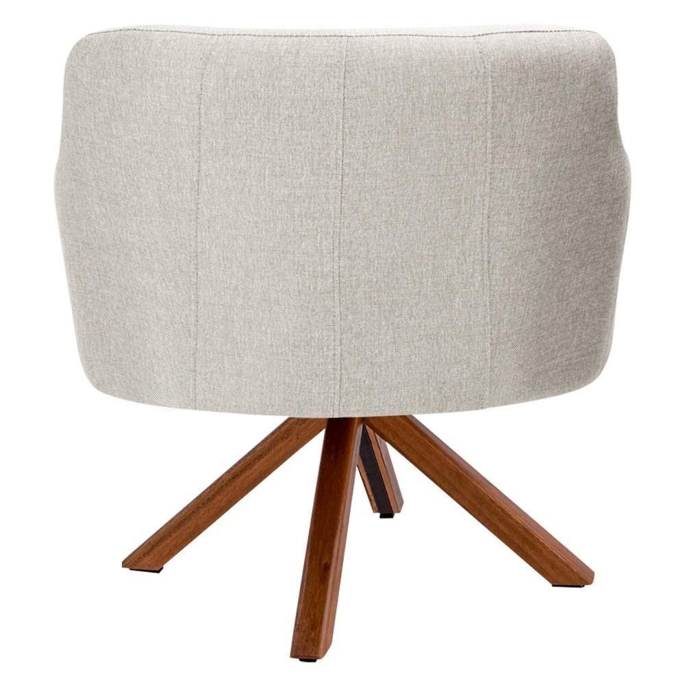 Poltrona Decorativa Giratória Base Giromad Madeira Jade C-107 Linho Bege - Domi - 4