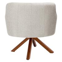 Poltrona Decorativa Giratória Base Giromad Madeira Jade C-107 Linho Bege - Domi