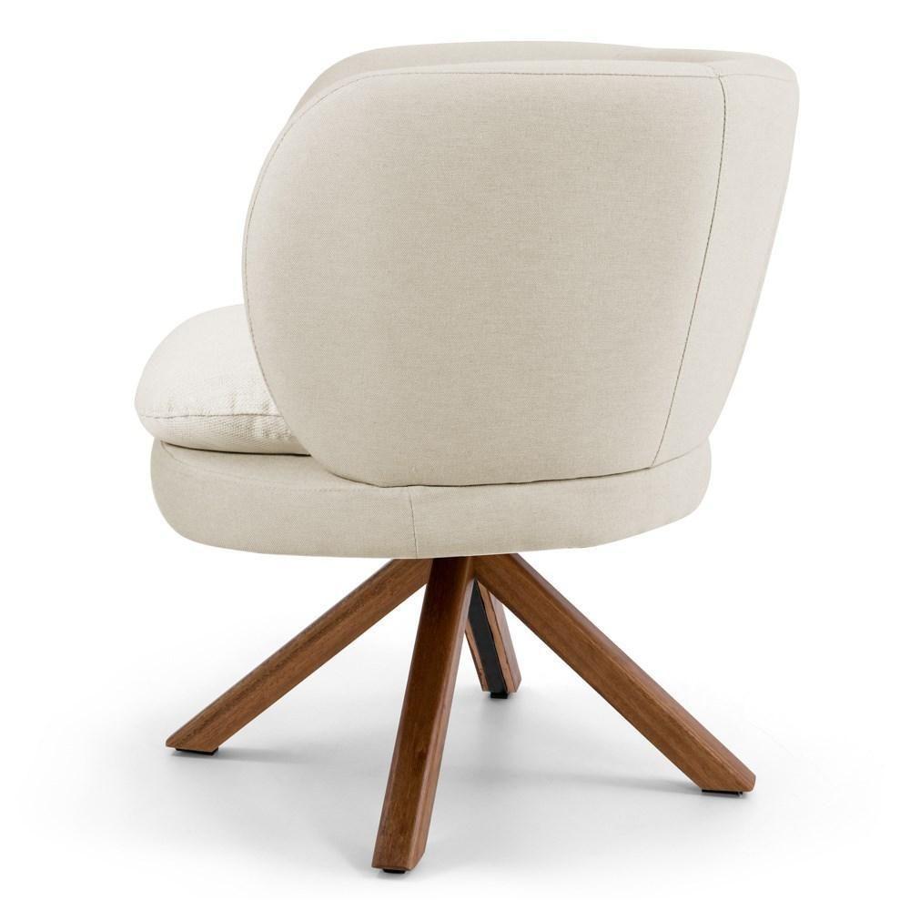 Poltrona Decorativa Sala De Estar Melissa Base Giromad Giratória C-107 Linho Bege - Domi - 3