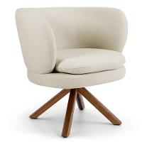 Poltrona Decorativa Sala De Estar Melissa Base Giromad Giratória C-107 Linho Bege - Domi - 1